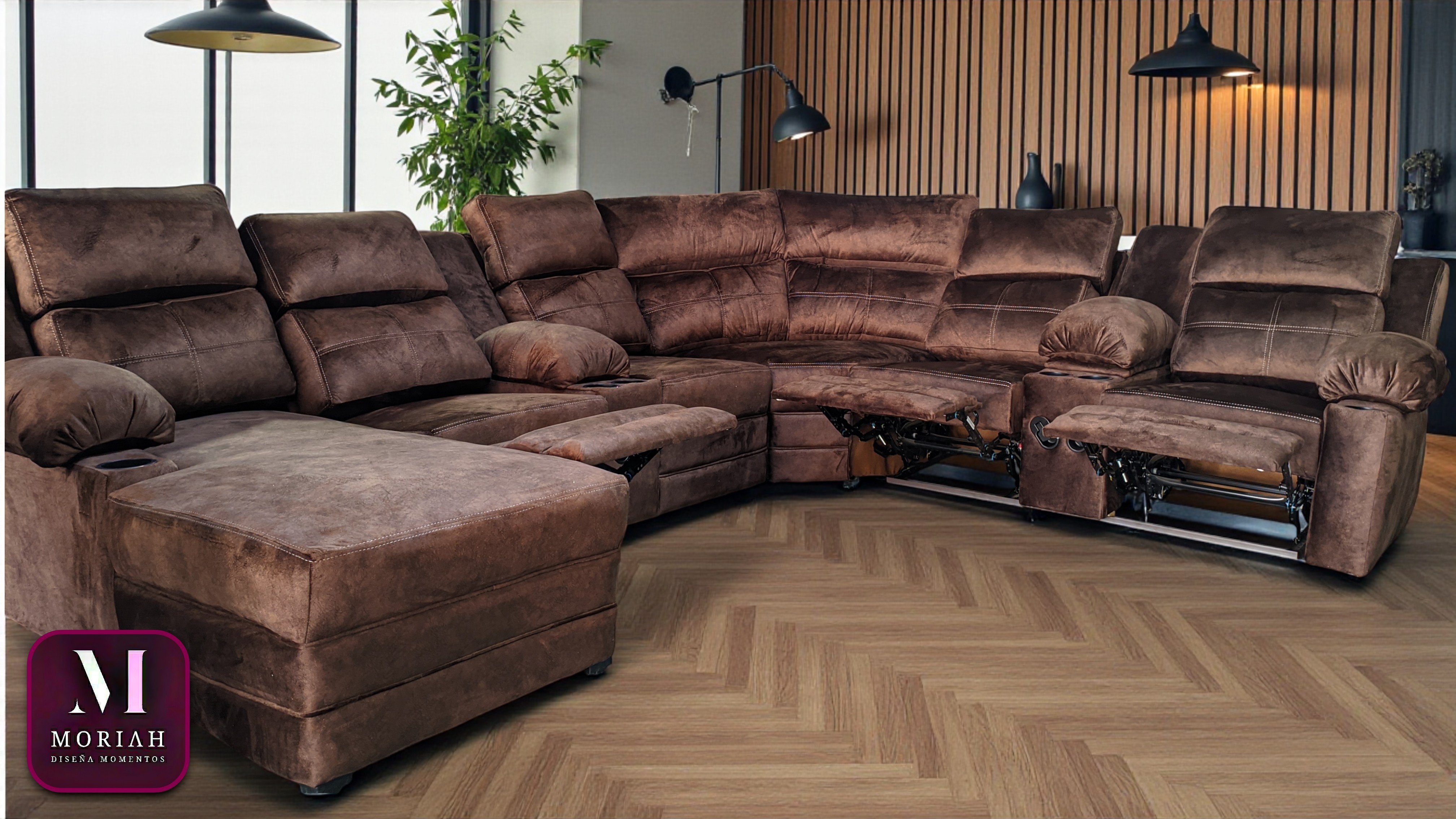 Liverpool 3 Modular Chocolate sectional sofa