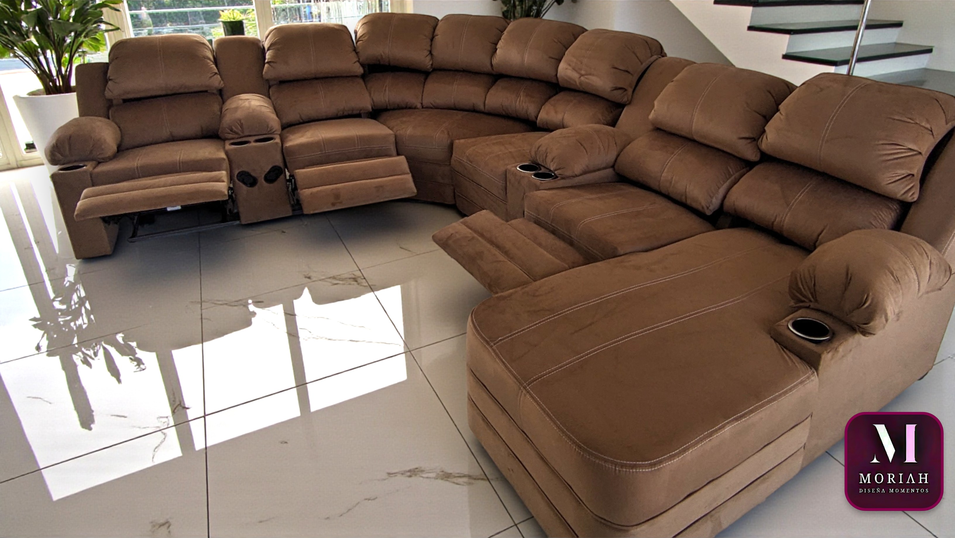 Moriah 3 Burn Camel 3-seat power recliner