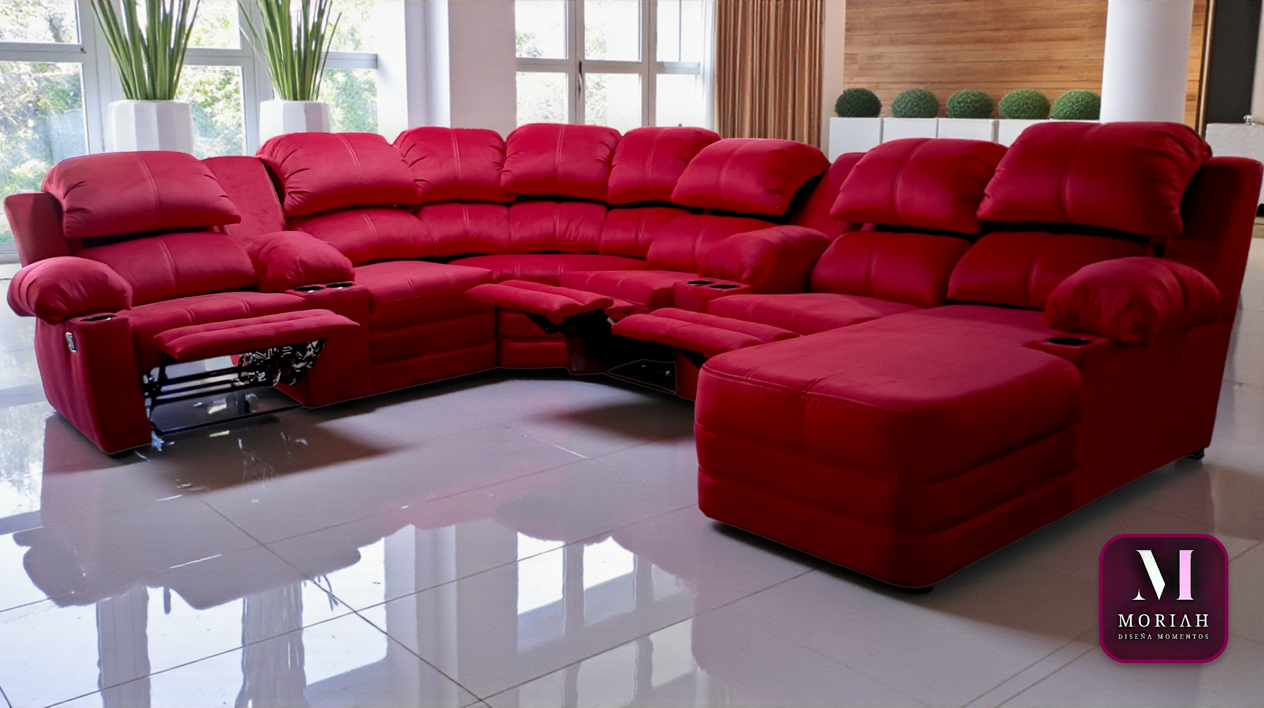 Moriah 3 Miteza Red 3-seat power recliner